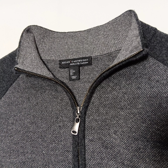 Men's Declan Cartwright 2ply Cashmere two way full zip sweater. Size L - Picture 4 of 7